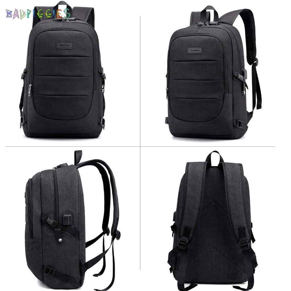BadPiggies Travel Laptop Backpack Water Resistant Anti-Theft Bag with USB Charging Port and Lock