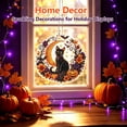 thumbnail image 6 of Halloween Black Cat Diamond Art Hanging Ornament Kit, DIY Acrylic Diamond Art Painting Wreath Kits Special Shaped Rhinestone Diamond Art Window Pendants Home Garden Wall Hanging Kits Hanging Ornament, 6 of 8