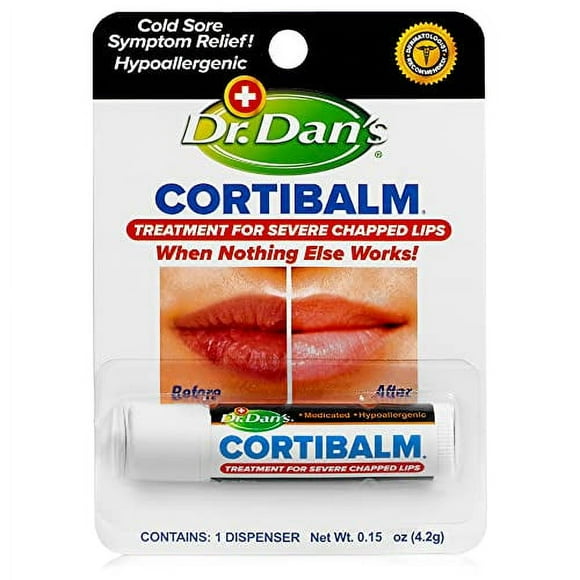 Dr Dans cortibalm - 1 Pack - for Dry cracked Lips - Healing Lip Balm for Severely chapped Lips - Designed for Men, Women and children