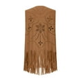 thumbnail image 5 of Amidoa Open Front Coats for Women Brown Cutout Retro Suede Vest Dressy Fringe Sleeveless Waistcoat Shackets for Women M, 5 of 8