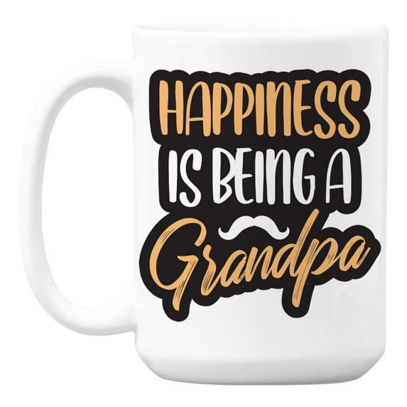 Happiness Is Being a Grandpa, Grandfather Quotes Coffee & Tea Mug (15oz)