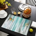 thumbnail image 3 of Turquoise Gray Placemats Set of 4, Farmhouse Abstract Gradient Aesthetic Placemats for Dining Table, Place Mats for Kitchen Tabletop, Waterproof Wipeable Dining Table Mats Set, 3 of 9