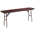 thumbnail image 1 of 18'' x 72'' Rectangular Mahogany Melamine Laminate Folding Training Table, 1 of 9