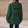 thumbnail image 4 of Dvprdro Women Water Resistant Zip Up Hooded Jacket Long Sleeve Ruffle Drawstring Waist Versatile Casual Outerwear with Zipper Side Pockets for Daily Outdoor Spring Autumn Wear, 4 of 8