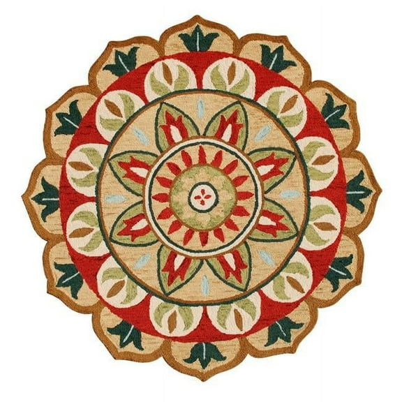 6 x 6 ft. Red Wool Floral Hand Tufted Round Area Rug