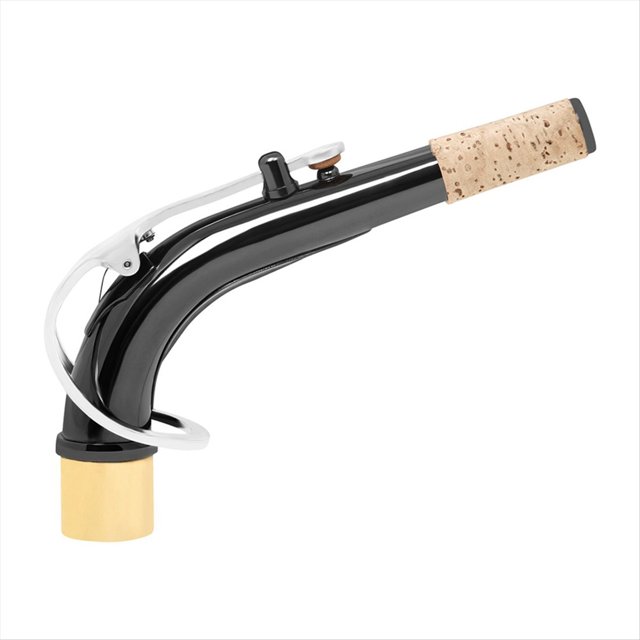 Accesorio de Cuello Curvo para SaxofóN Alto, Corcho MetáLico con Pieza de Repuesto con Acabado Niquelado Negro, Plateado