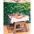 thumbnail image 3 of Outdoor Tablecloth with Umbrella Hole for Patio/Picnic/Party/Camping, Strawberry Waterproof Table Cloth Rectangle Table Cover Washable, Red Summer Fruits Green Botanical 60"x 120", 3 of 7