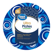 Great Value Ultra Paper Plates 10, 50 Count
