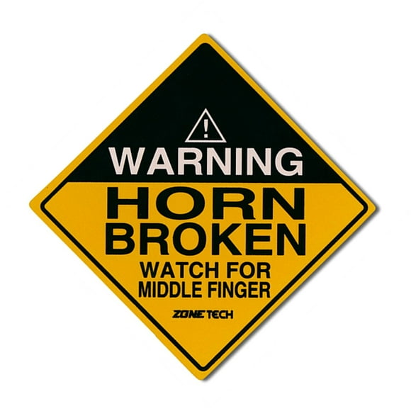 Zone Tech Humorous Reflective Vehicle Magnet Horn Broken Watch for Middle Finger Diamond Yellow Funny Car Magnet