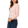 thumbnail image 4 of INSPIRE CHIC Women's Notched Lapel Long Sleeves Button Striped Blazer XXXL Light Pink White, 4 of 6