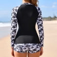 thumbnail image 6 of WXLWZYWL Women's Long Sleeve Rash Guard Swimsuits Zipper One Piece Athletic Surfing Bathing Suits Tummy Control Swimwear, 6 of 6