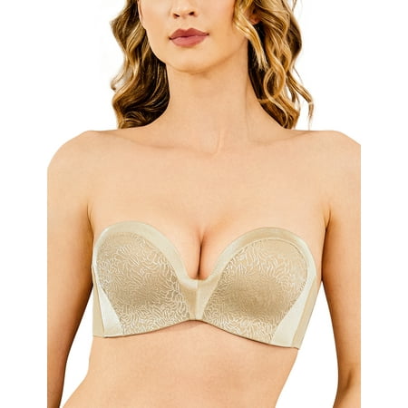 Wingslove Wirefree Anti-slip Push Up Strapless Bra For Women Full Coverage Support Multiway Contour Bra  Nude 44C