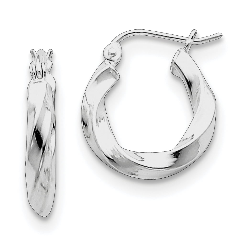Sterling Silver Rhodium-plated 3mm Large Twisted Hoop Earrings Length 52mm 