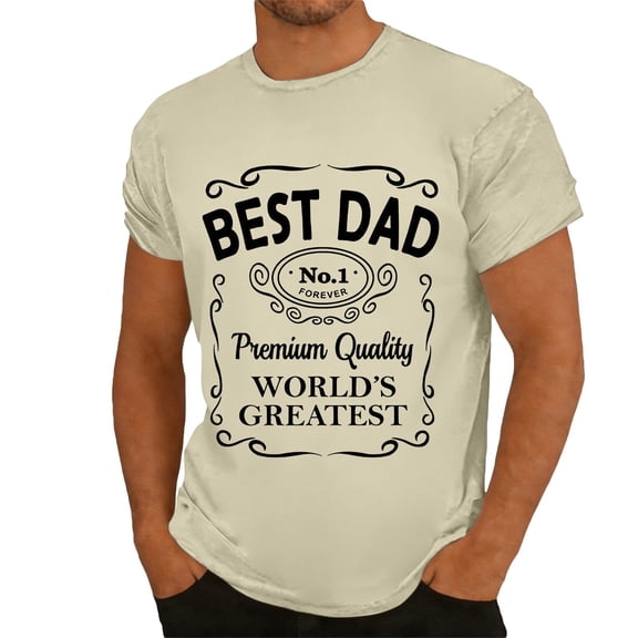 CONZONE Mens Fathers Day Tshirts Short Sleeve T-Shirts for Men Crew Neck Letter Graphic Casual Summer Tee Tops