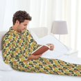 thumbnail image 6 of Naloa Monstera Leaves Men’s Pajamas Set - Long Sleeve Button Down Sleep Shirt and Pajama Bottoms Sleepwear Set-Medium, 6 of 7