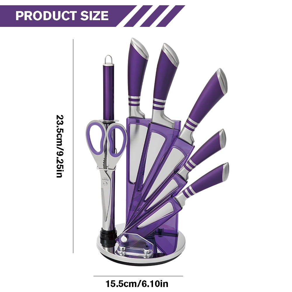 DFITO 9-Piece Kitchen Knife Set with Acrylic Block, Non Stick Sharp High Carbon Stainless Steel Chef Knife Set with Sharpener