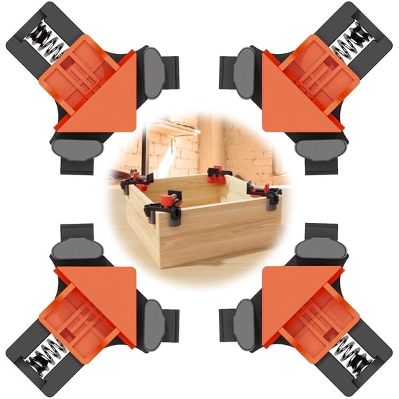 Corner Clamps for Woodworking,4pcs Right Angle Clamp,Adjustable Angle Fixing Clips,Swing Woodworking Clip Clamp Tool(Orange&Black)