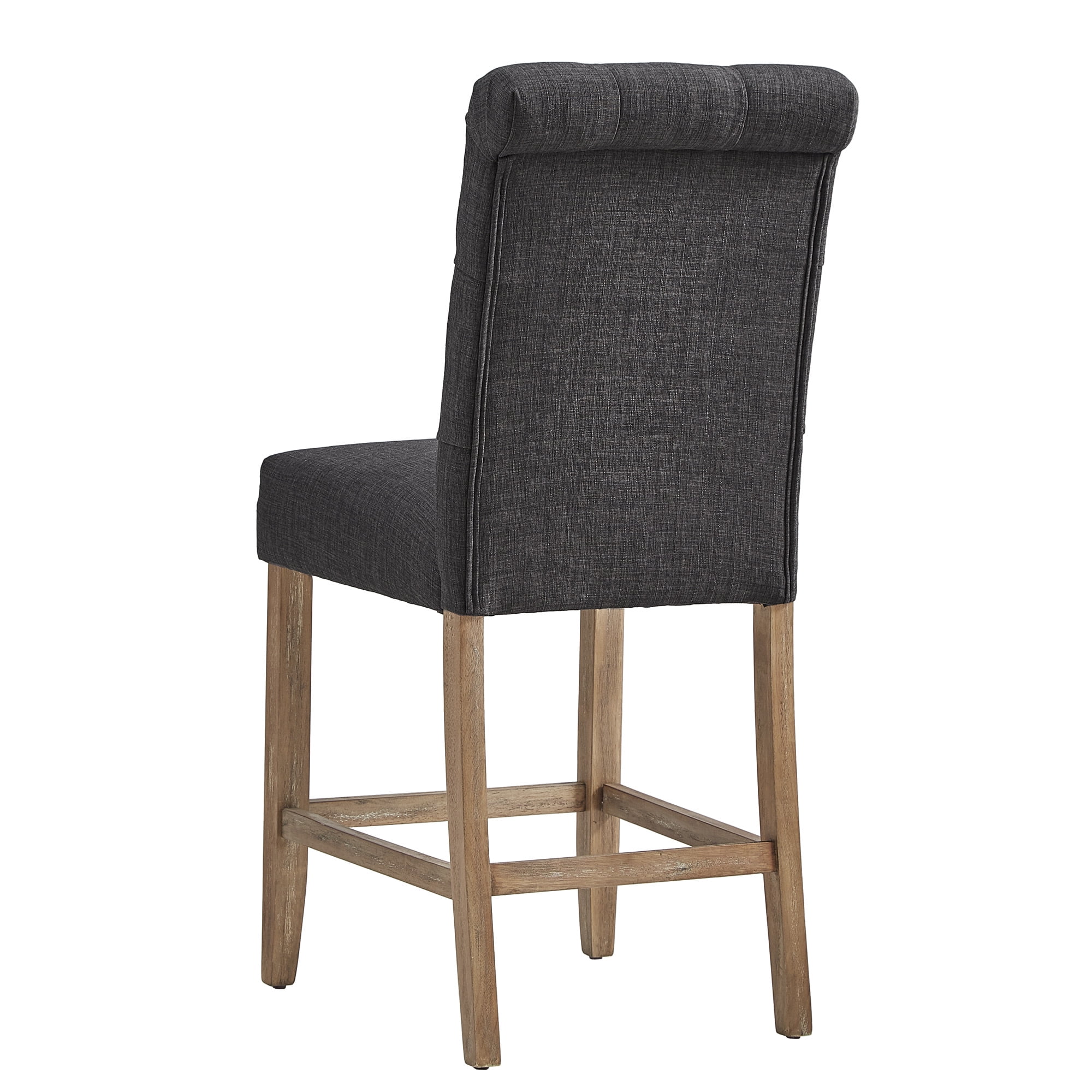 Weston Home Santine Tufted Rolled Back 24" Counter Height Stools, Set of 2, Dark Grey