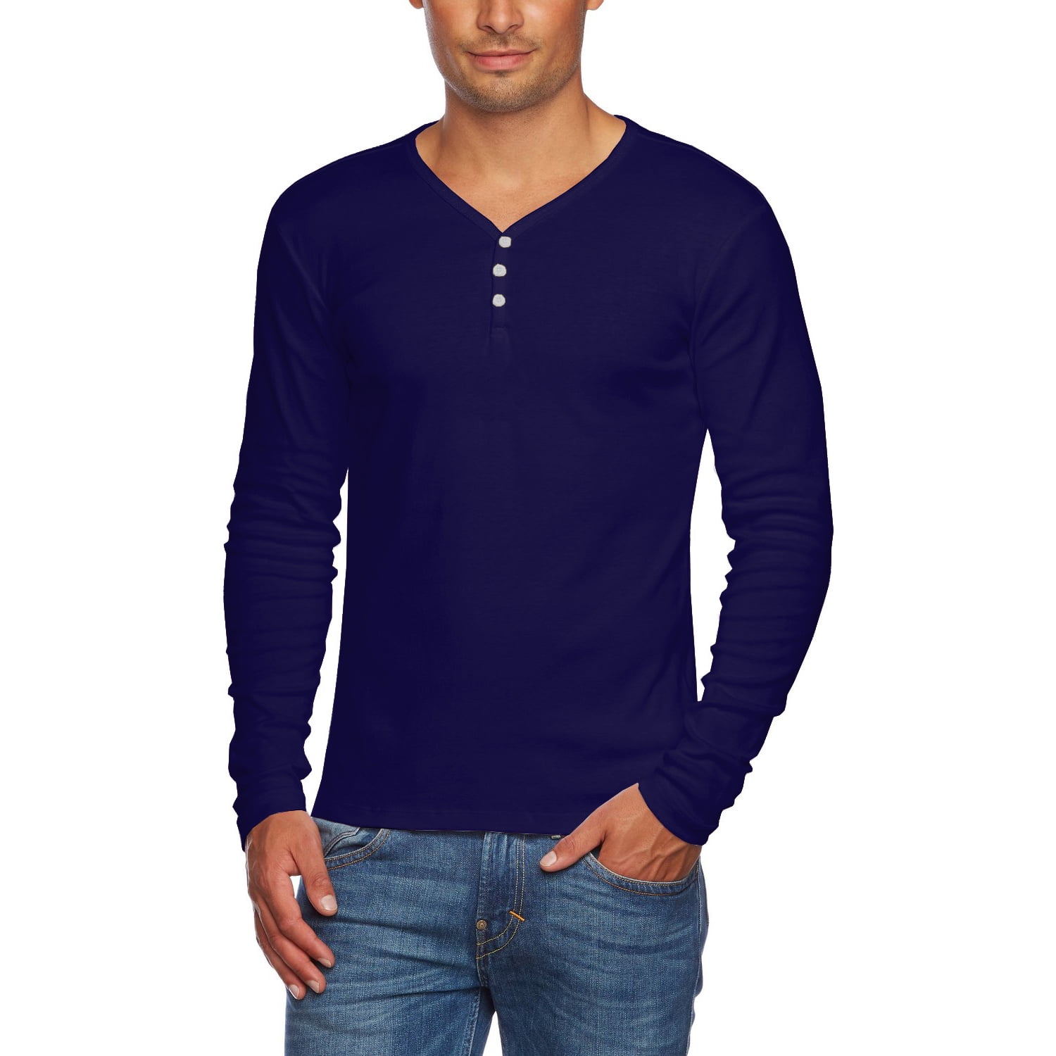 v neck long sleeve men's