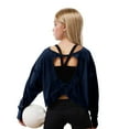 thumbnail image 5 of ZyeKqe Girls Long Sleeve Shirts Casual Open Back Workout Crop Tops Kids Athletic Gym Yoga Tees Tops with Thumb Hole, 5 of 9