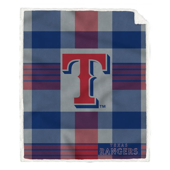 Pegasus Texas Rangers 60- x 70- Plaid Steel Ultra Cozy Sherpa Blanket