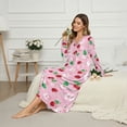 thumbnail image 2 of Tutolipy Cherry Printed Nightgowns for Women Long Sleeve Loungewear V Neck Sleepwear Full Length Nightshirts for Fall Winter, XL, 2 of 6