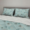 thumbnail image 2 of Blue Sky Comforter & Sham Bedding Set, Clouds with Various Details Polka Dots Stripes Rain, 3 pcs Duvet Set Microfiber Filling Quilt, 5 Sizes, Seafoam Multicolor, by Ambesonne, 2 of 4