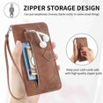 thumbnail image 2 of Decase For Apple iPhone 12 Pro Max Wallet Case Leather with Card Holder Zipper Purse Kickstand Protective Back Cover With Wrist Strap,Brown, 2 of 6