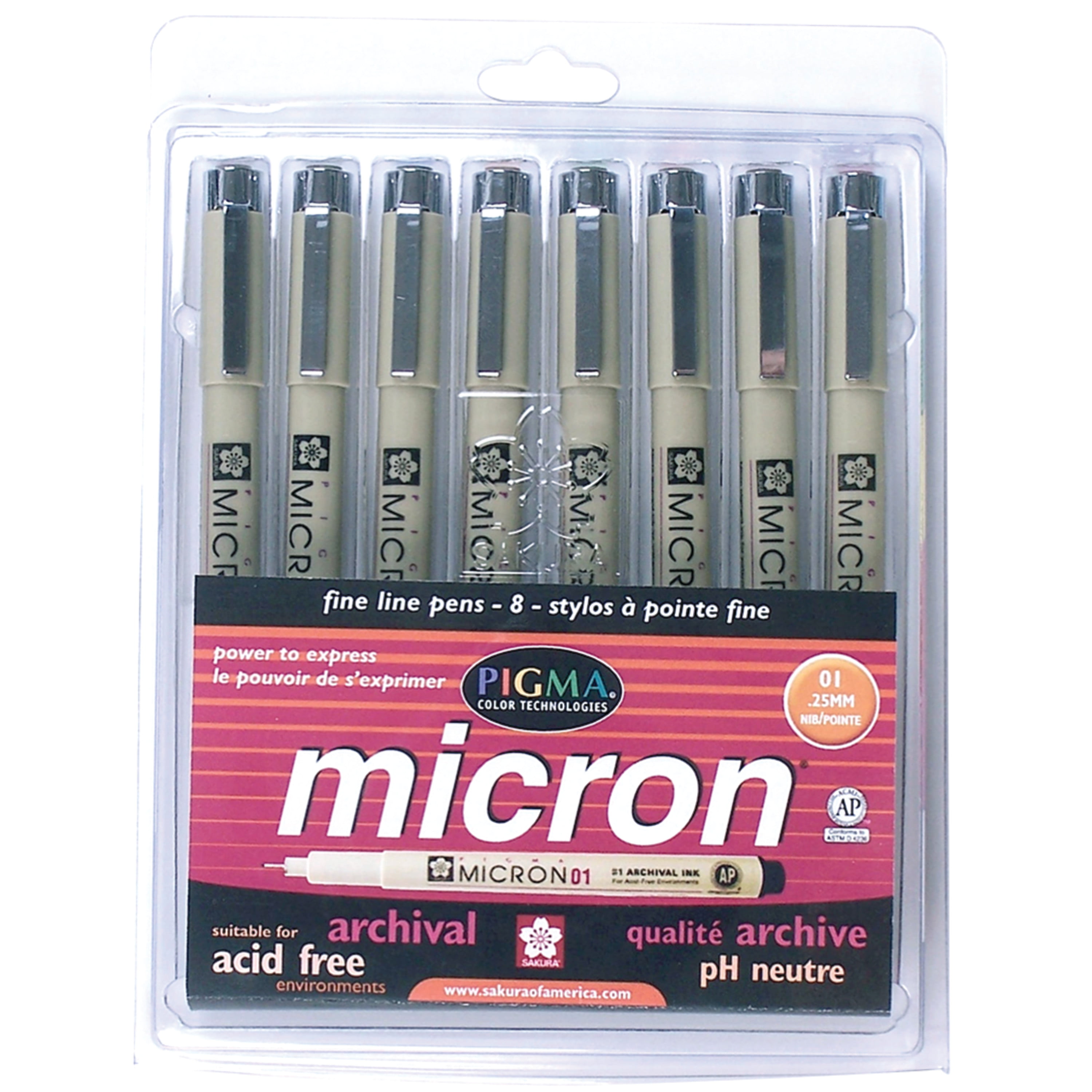 Sakura Pigma Micron Fine Line Pen High Light and Soft Head Pen Manga Drawing Assorted Colors, 05-8 Pens Assorted 8 Pens Set