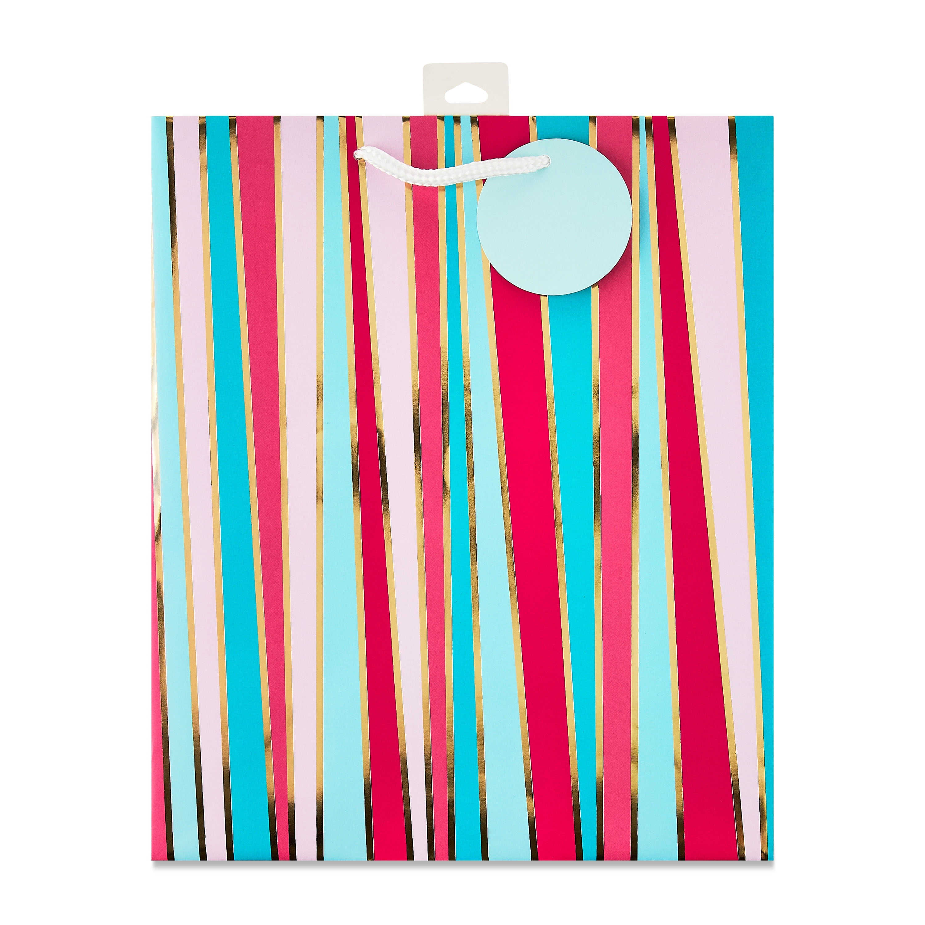 (6 pack) Multicolor Stripes Paper Gift Bag, 10" x 12", by Way To Celebrate
