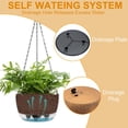thumbnail image 5 of 2 Packs Hanging Planters Basket for Outdoor Plants, Solar Powered Self Watering Bronze Round Plastic Flower Pots with Drainer for Balcony Patio Garden Outdoor Decoration, 5 of 16