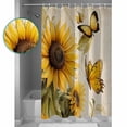 thumbnail image 3 of Shower Curtains Sets for Bathroom Decor Retro Farm SunflowersWaterproof Bathroom Curtain with Hooks,Butterfly on Linenfor Bathroom Decor,72x72IN, 3 of 7