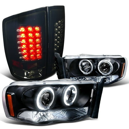 Spec D Tuning 2002 2005 Dodge Ram 1500 Black Projector Headlights Spec D Tuning 2002 2005 Dodge Ram 1500 Black Projector Headlights Glossy Led Tail Lights Smoke Lamps Left Right 2003 2004