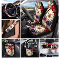 thumbnail image 2 of Qpednta Boho Flowers Car Seat Covers Set 15Pcs with Trash Can, Full Set Includes Steering Wheel Cover, Auto Seat Belt Cover, Garbage Bin, Cup Coasters, Storage Organizer, Universal Fit, 2 of 7