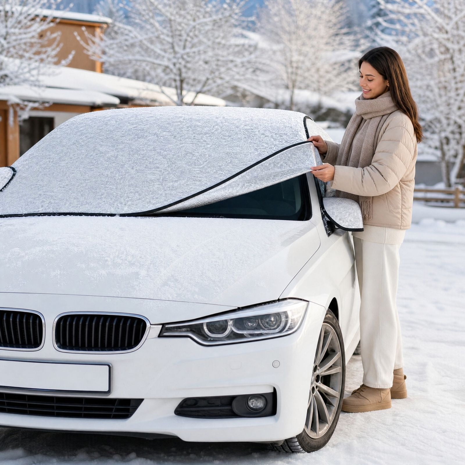 Yatlte Car Windshield Cover Protective Windscreen Cover - Snow Ice Frost Sun UV Dust Water Resistent - Pefect Fit for Cars SUVs All Years Summer/Winter