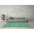 thumbnail image 3 of Ahgly Company Machine Washable Indoor Rectangle Oriental Turquoise Blue Modern Area Rugs, 8' x 12', 3 of 4