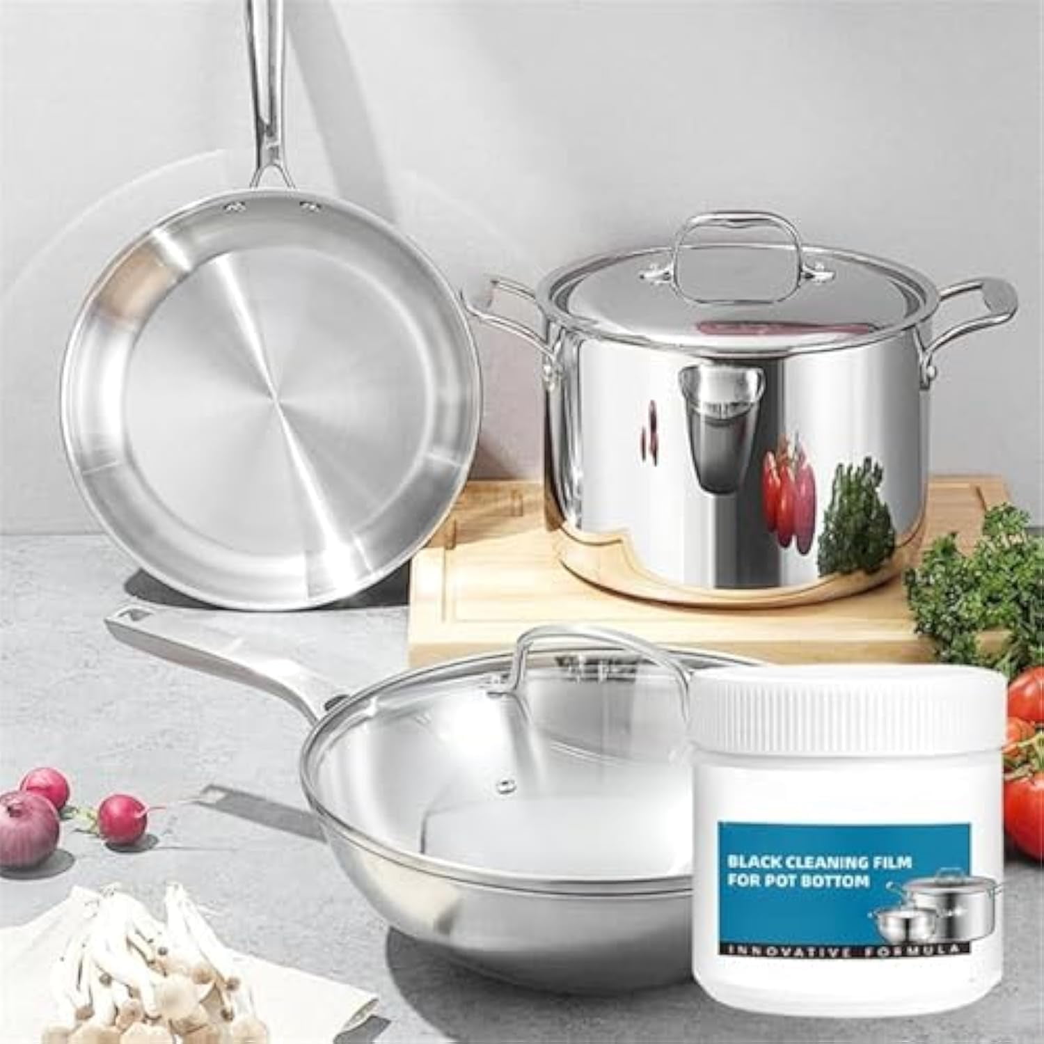 Pâte puissante pour éliminer les résidus brûlés et nettoyer le fond des casseroles et poêles en acier inoxydable. Nettoyant facile à utiliser pour les ustensiles de cuisine brûlés. Détachant multi-usages (3).