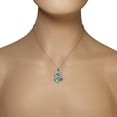 thumbnail image 3 of 925 Sterling Silver Blue Simulated Opal CZ Large Statement Flower Pendant Necklace, 3 of 4