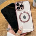 thumbnail image 6 of For iPhone 12 Pro Max Case Magnetic Compatible with MagSafe Built-in Camera Lens Protector Elegant Protection Clear Case for iPhone 12 Pro Max 6.7 Inches - Pink, 6 of 11
