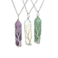 thumbnail image 1 of 3 piezas de cristales de cuarzo rosa, collares de cuarzo de aventurina verde, piedras preciosas naturales espirituales, punta de cuarzo, joyería envuelta en alambre para mujeres, 1 of 5