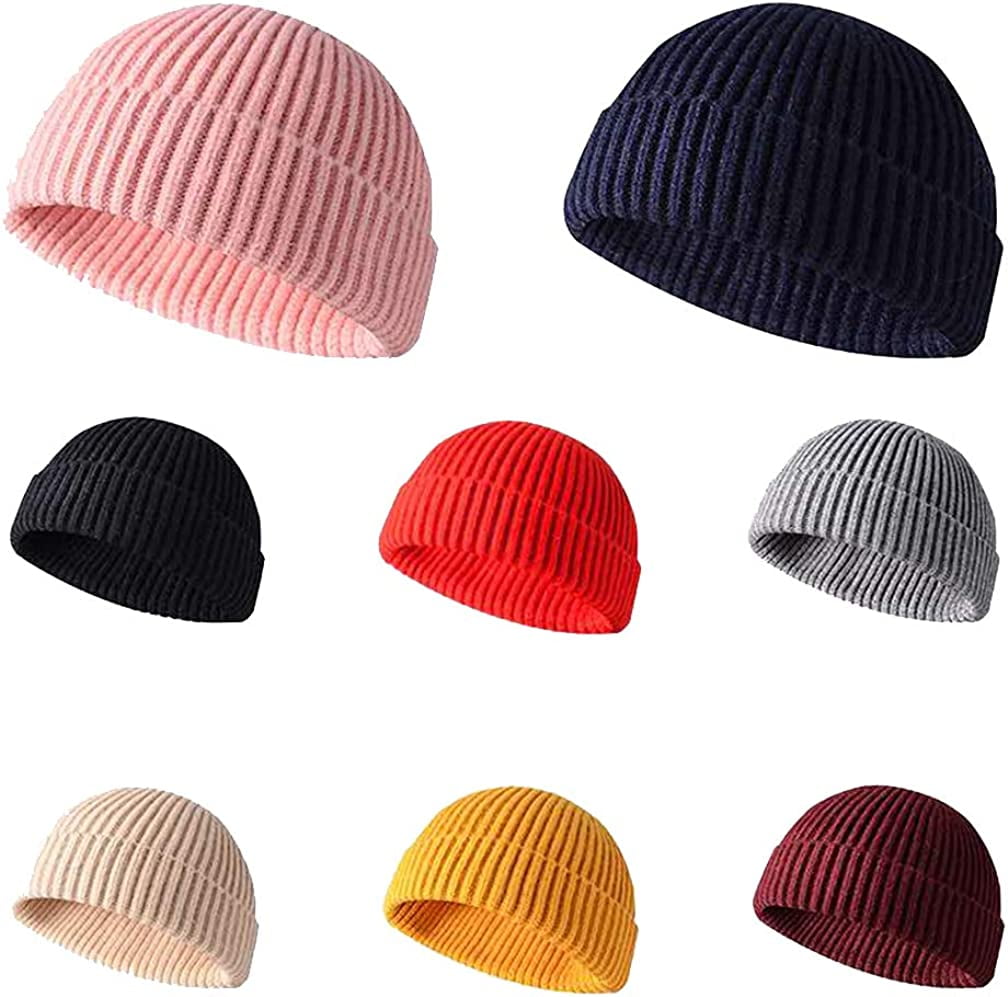 GRNSHTS Unisex Warm Wool Short Knit Fisherman Beanie for Men Women