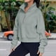 thumbnail image 4 of Sudadera Ropa de otoño con cuello alto y media cremallera para mujer, traje diario de color sólido (gris cáñamo M) Ygjytge gris cáñamo T M para Mujer, 4 of 5