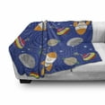 thumbnail image 3 of Cartoon Soft Flannel Fleece Throw Blanket, Outer Space Themed Moon Spaceship and UFO Pattern on Bullseye Circles Backdrop, Cozy Plush for Indoor and Outdoor Use, 50" x 70", Multicolor, by Ambesonne, 3 of 6