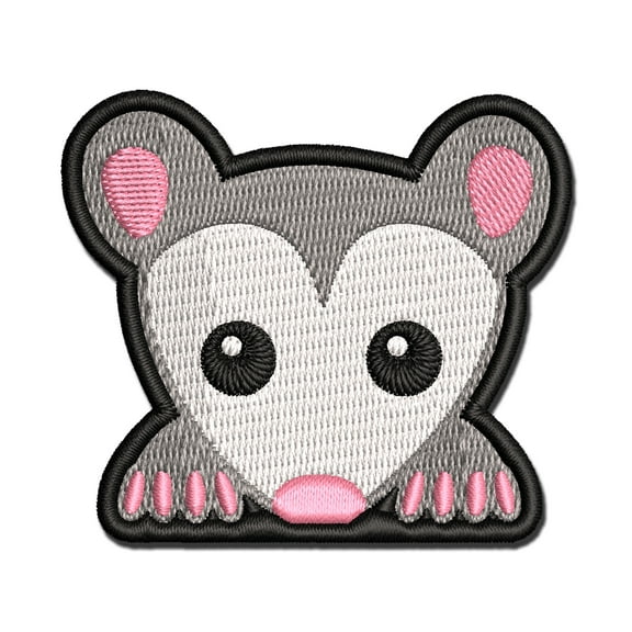 Peeking Possum Opossum Applique Multi-Color Embroidered Iron-On Patch - 2.5 Inch Small