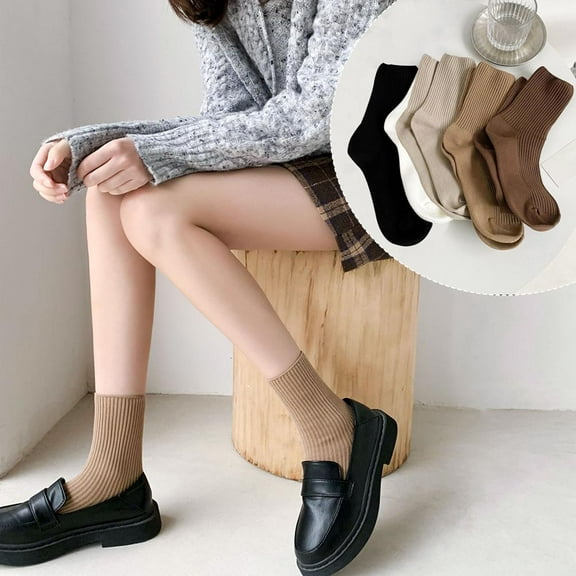 SSKFHGI 5 Pairs Color Womens Mid Length Socks Simplicity Stripe Breathable S GXC