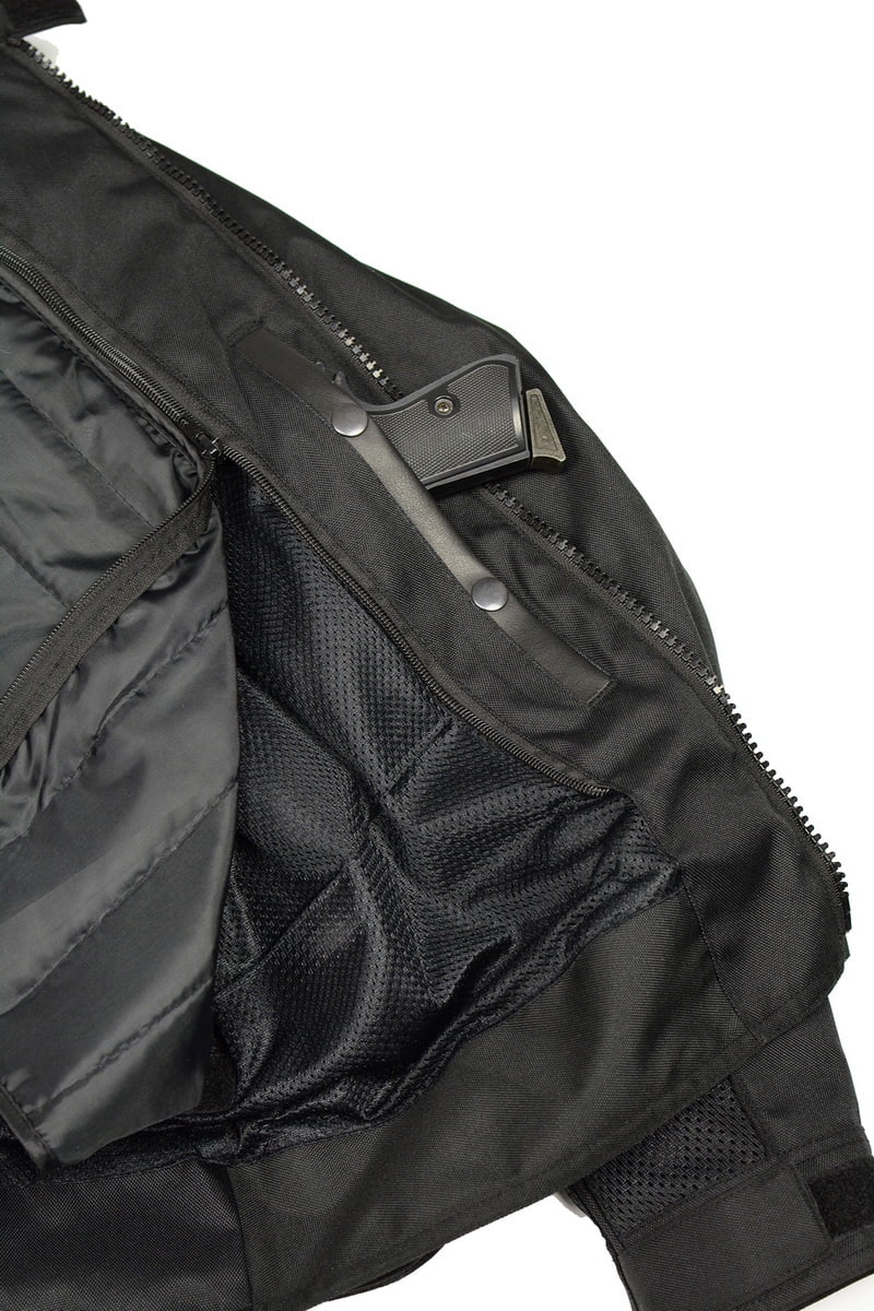 M Boss Motorcycle Apparel BOS11705 Mens Black Mesh and Nylon Racer Jacket with Armor