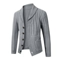 thumbnail image 3 of ZVNAΖH Men's Casual Wool Blend Long Sleeve Shawl Collar Buttons Down Cable Knit Cardigan Sweater, 3 of 8