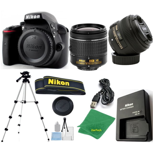Cámara Réflex Digital NIKON D3300 DX Versión Internacional Lente AF-P de 18-55 Mm Lente de 50 Mm 1,8 G KIT de Inicio Trípode Zeetech