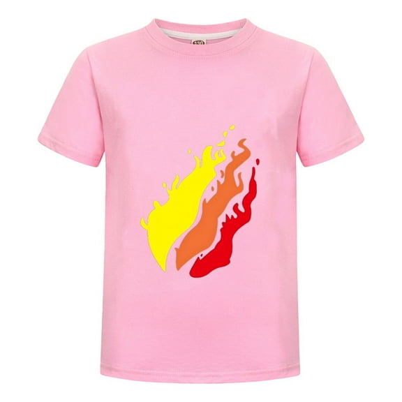 Yellow Orange Gradient Flame Graphic T-Shirt – Cool Preston Design Cotton Tee for Boys & Girls Fan Gift Top