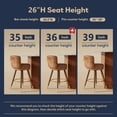 thumbnail image 3 of Genpo Counter Height Bar Stools, Round Seat Swivel Bar Stool Set of 4, 26 inch Low Back Leather Bar Chair with wood Leg for Kitchen Island 300lbs, Brown, 3 of 8
